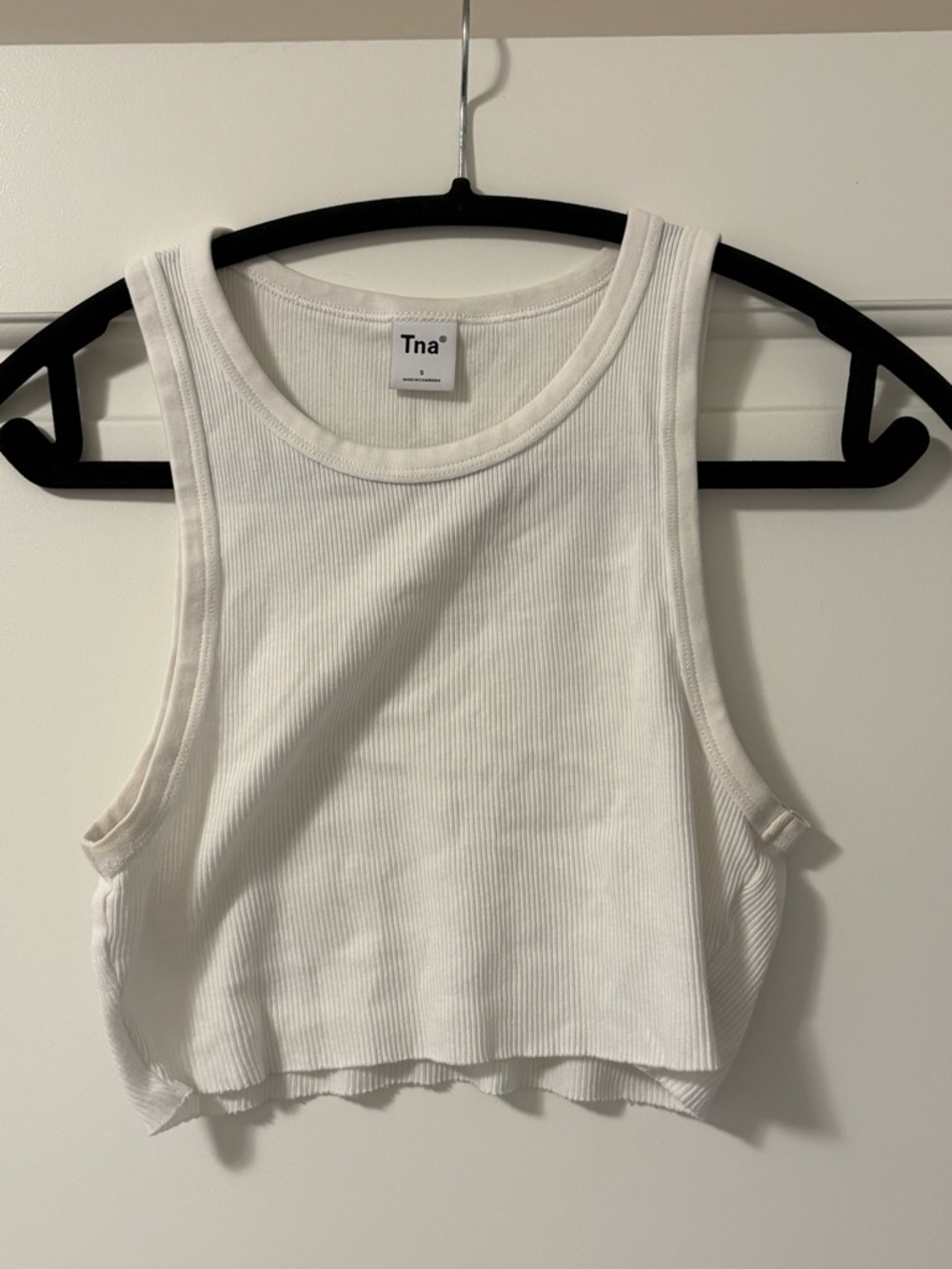 TNA White Ribbed Crop Tank